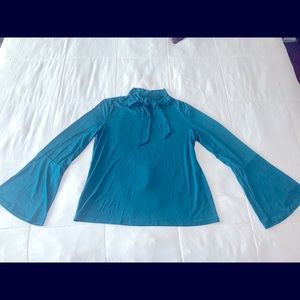 🔥 Apt 9 Turquoise Tie Neck Bell Sleeve Top Blouse